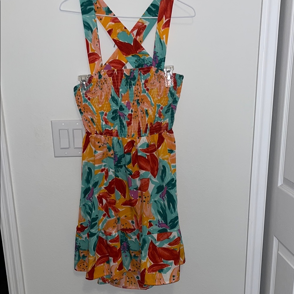 Shien woman’s Dress size L strappy back tie with stretch in bodice